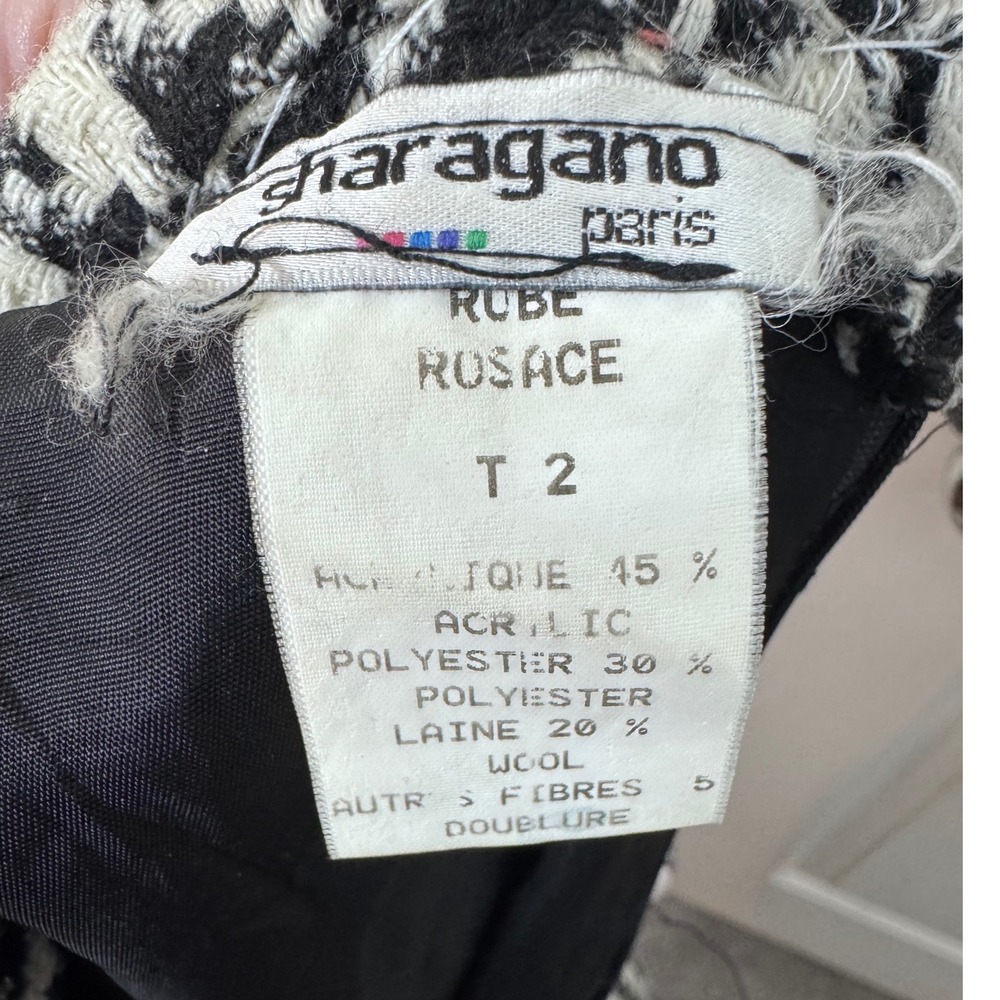 Vintage Houndstooth Dress Sleeveless Mock Neck‎ Acetate Made in France Sharagano - Picture 5 of 5